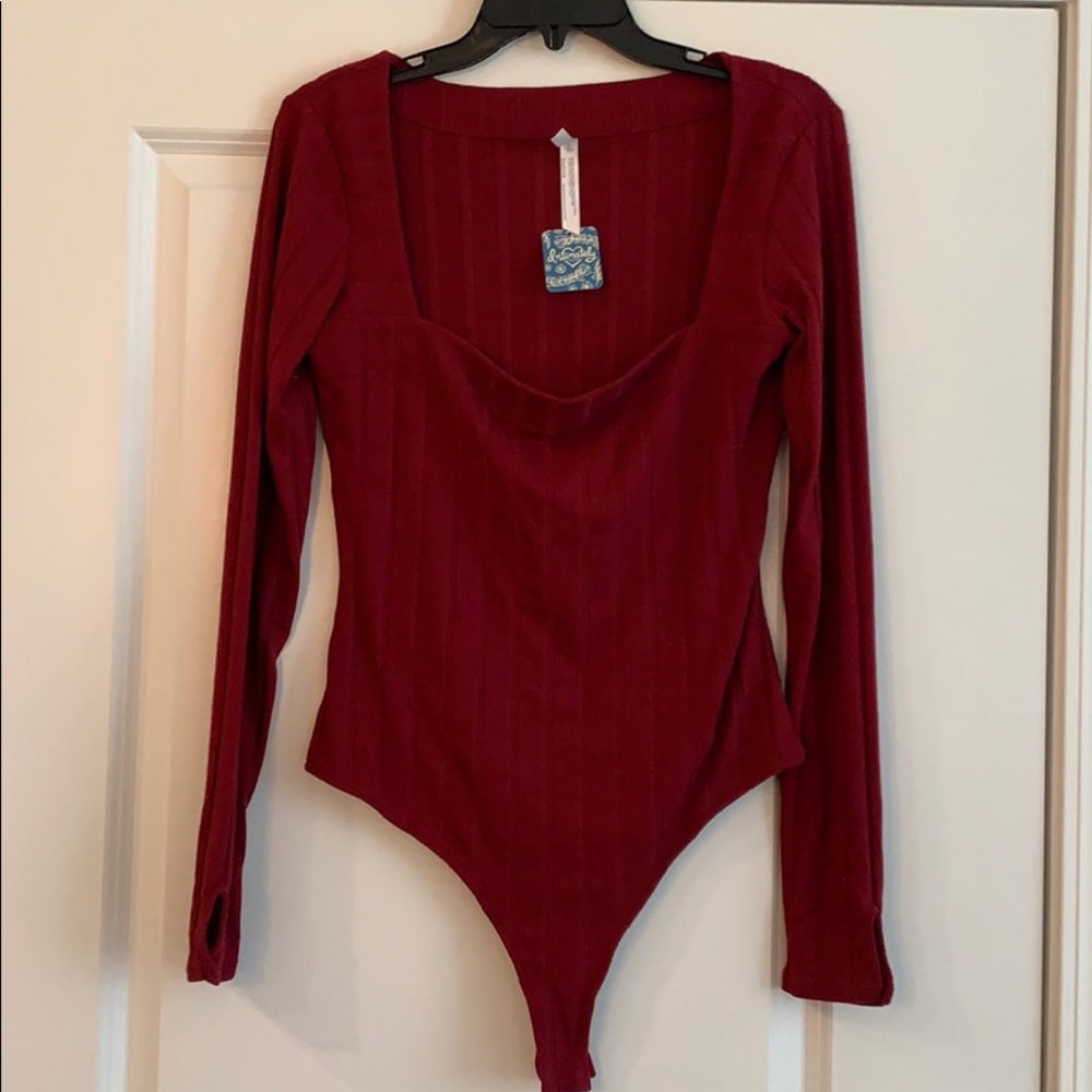 Red Free People Body Suit